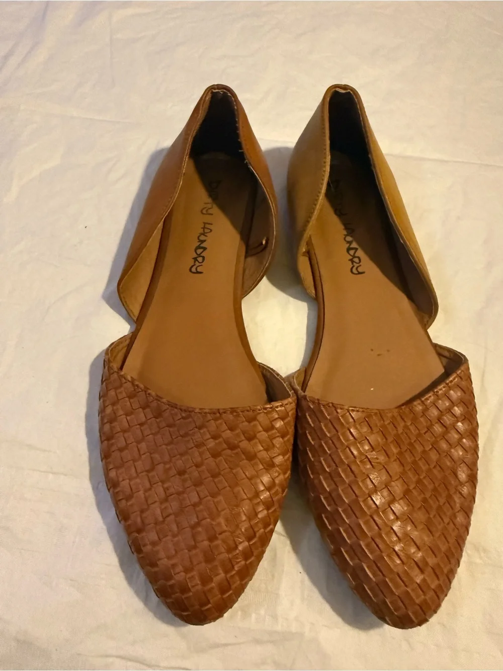Nine West Cognac Woven Pointed D'Orsay Flats